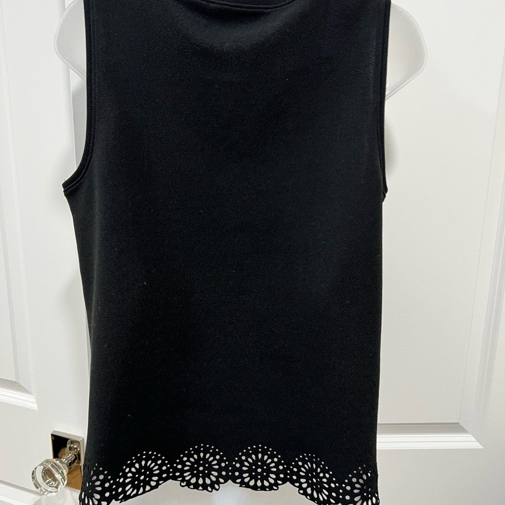 LOFT Black Tank Top with Cut-Out Hem - Picture 2 of 4